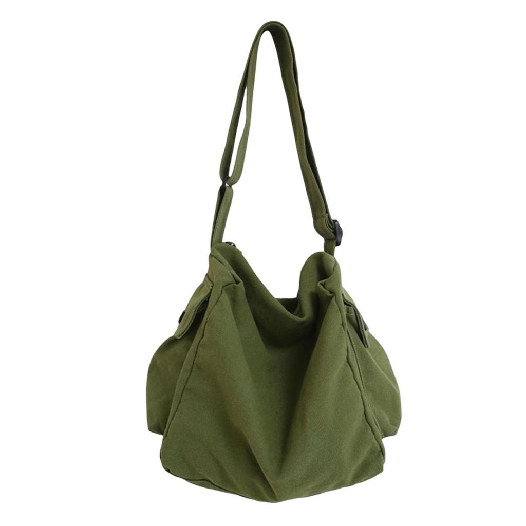 Vintage Style Canvas Hobo Bag Multiple Pockets Adjustable Straps for Trip Beach