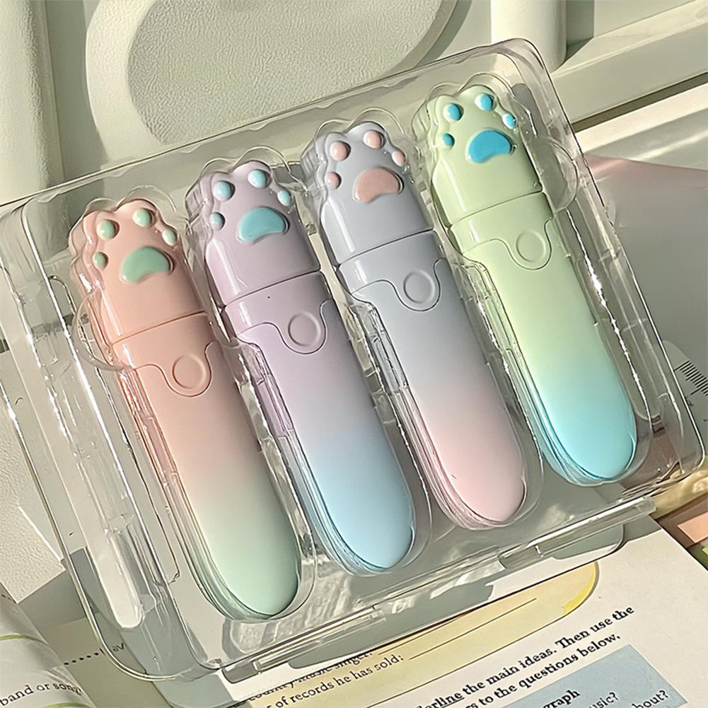 

4Pcs Gradient Color Correction Tape Cat Claw Shaped Portable Correction Tape Anti-Drop Correction Belt Students Stationery Office Supplies
