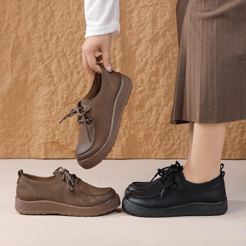 Wiosna Jesień Damskie Mokasyny na Platformie Płaskie Miękkie Damskie Buty Casual Markowe Czarne Brązowe Wygodne Duży Rozmiar 41