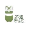 Girls Bathing Suit Set Sleeveless Round Neck Crop Top Wide Elastic Waistband Shorts Beach Swimming Outfit