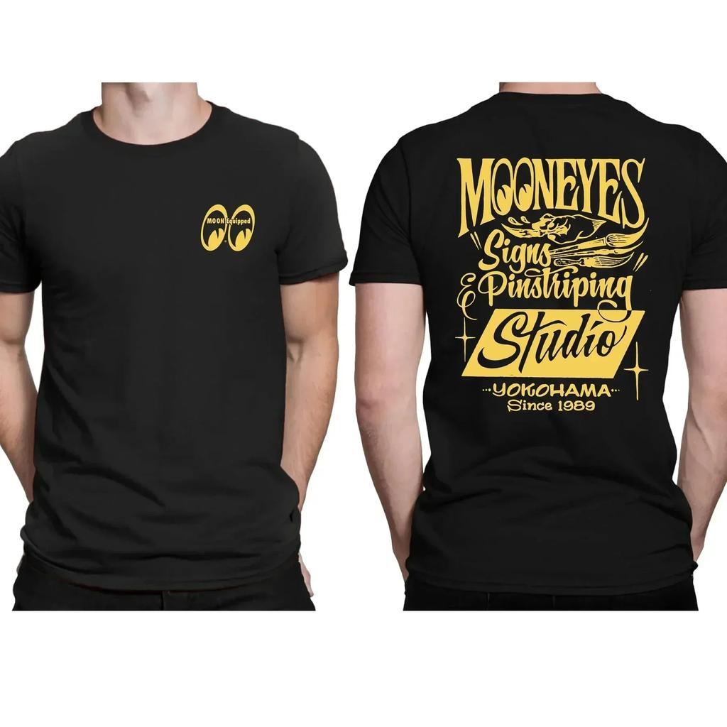 3D Printed Men's Black T-Shirt Mooneyes Graphic Outdoor Sports Short Sleeve Tees Fashion Cool Street Speed Equipment Casual Tops