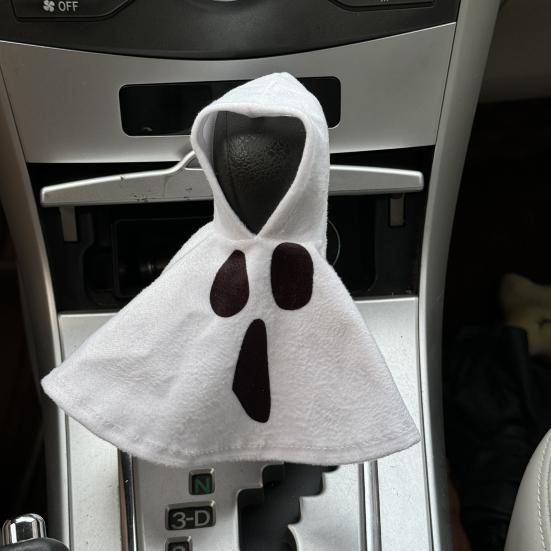 Halloween Shift Knob Hoodie Cover Funny Ghost Gear Shift Knob Sleeve Automotive Interior Accessories for Most Vehicles