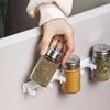4pcs Grey Plastic Kitchen Jar Rack Wall-Mounted Adhesive Seasoning Bottles Holder Spice Bottle Holder Tool Kitchen Storage Rack