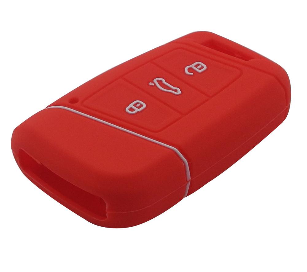 

jingyuqin Remote 3 BTNS силиконовый автомобильный брелок сумка чехол для Volkswagen VW Magotan Passat B8 Skoda A7 Smart Protector красный