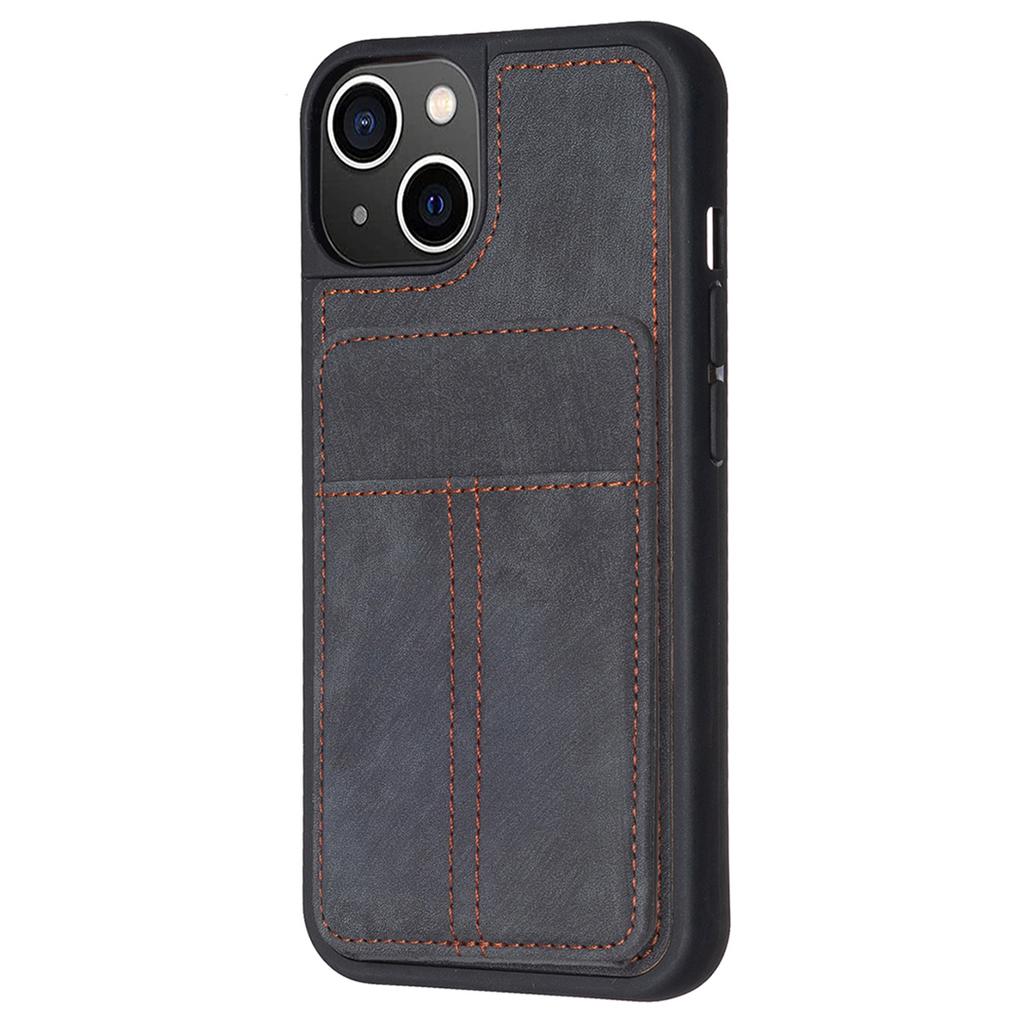 BF28 For iPhone 15 Kickstand Case Matte PU Leather Coated TPU Phone Cover with Card Holder