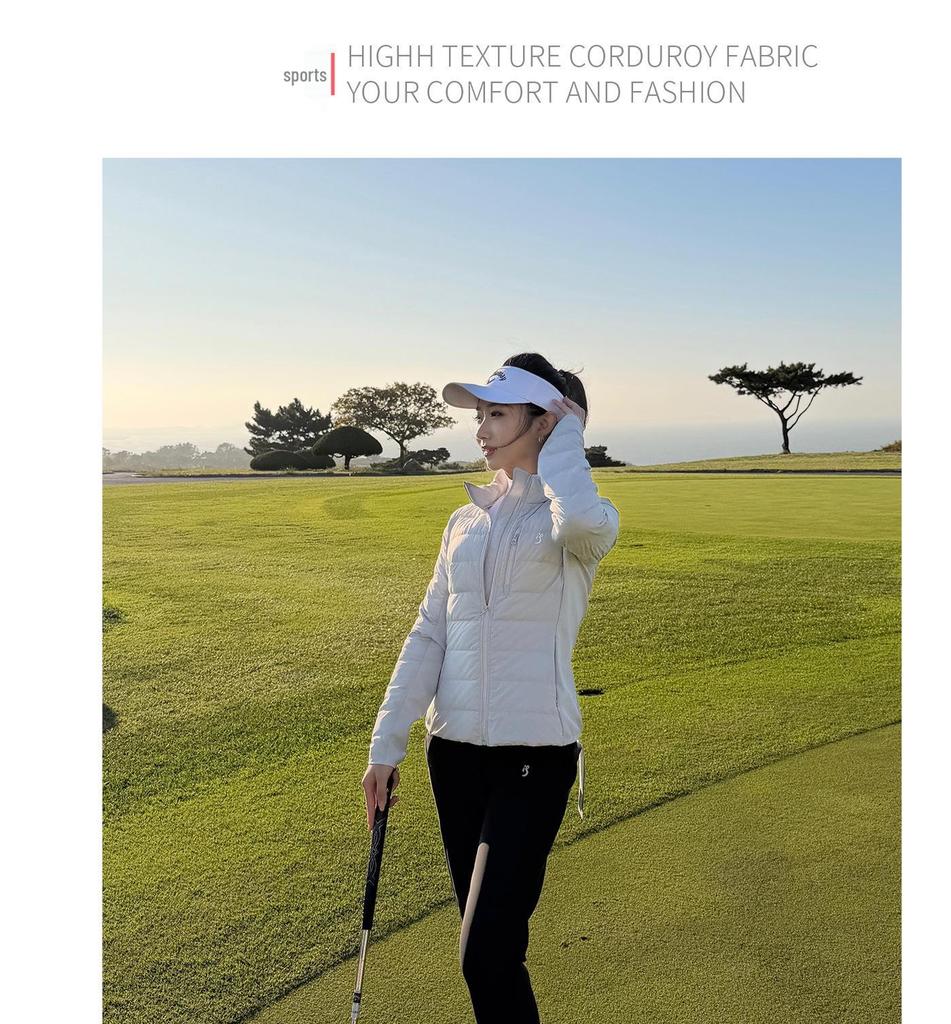 TASHI GOLF Women's Winter Warm Slimming Down Jacket & High Waist Fleece Pants Set
