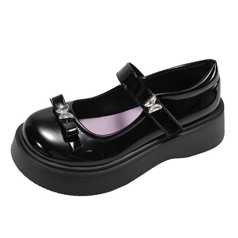 Fashion Butterfly Black Ballet Shallow Mouth Platform Single Shoes Women's 2025 New Spring French Heightening Mary Jane Shoes