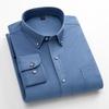 Men's Long-Sleeve Oxford Cotton Shirt - Breathable, Solid Color for Casual or Daily Wear