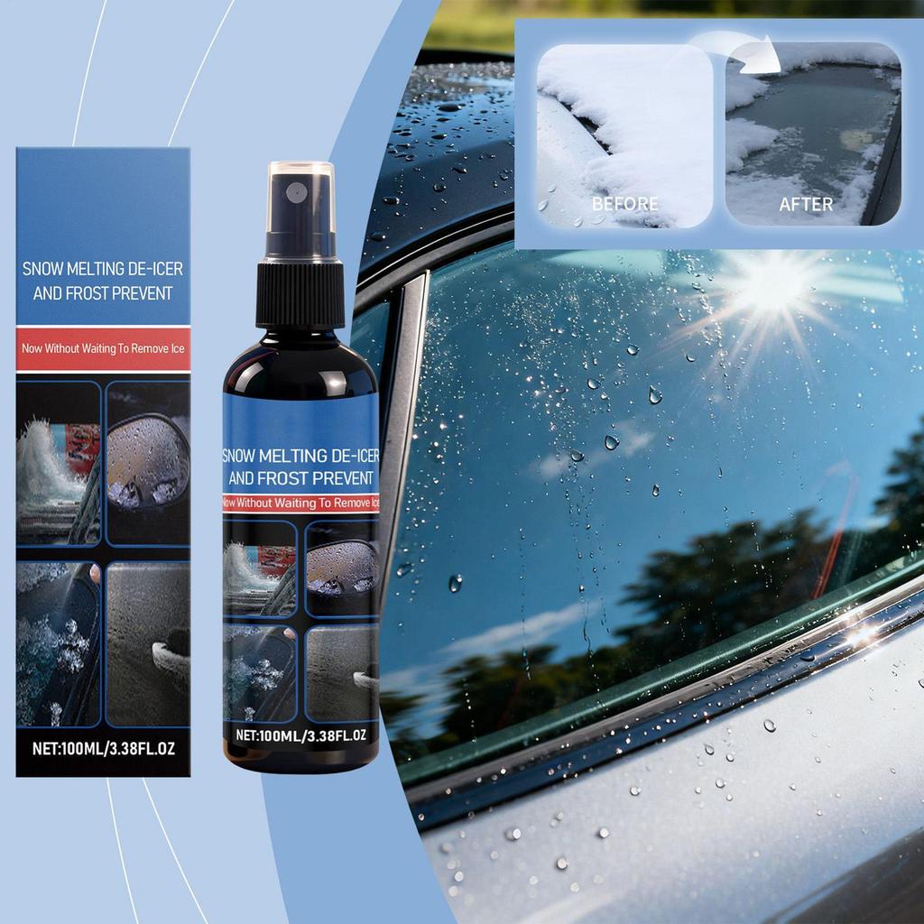 Windshield Deicer Spray 100ml Fast-Acting Long-Lasting Defroster Winter Windshield Snow Melting Fluid For Winter Drivers Vehicle