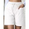 Damen Unifarbene Schwarze Kordelzug Taille Freizeitshorts