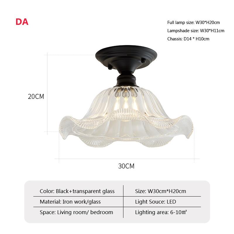 American Retro Ceiling Light Single Head Glass Cover Aisle Lighting Bedroom Corridor Staircase Balcony Creative Decor Lamp