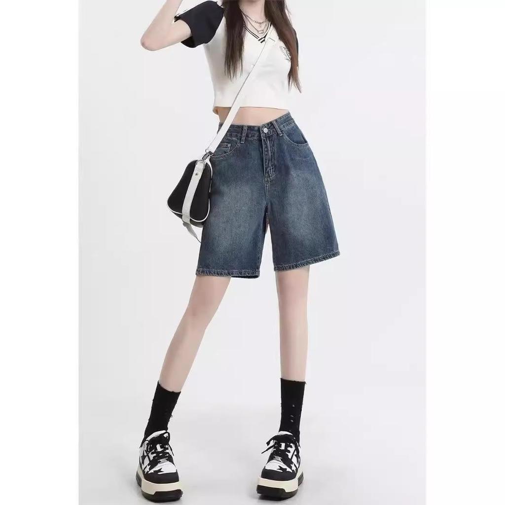 Retro Washed Wide-Leg Women's Casual Denim Shorts