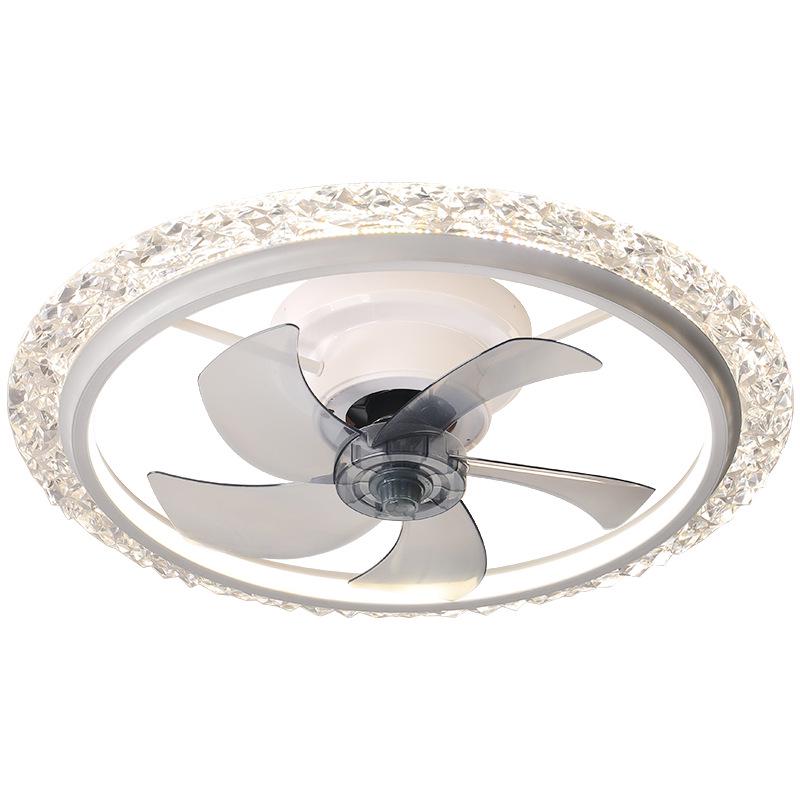 Modern Minimalist LED Crystal Ceiling Fan with 360° Rotation for Bedroom and Study