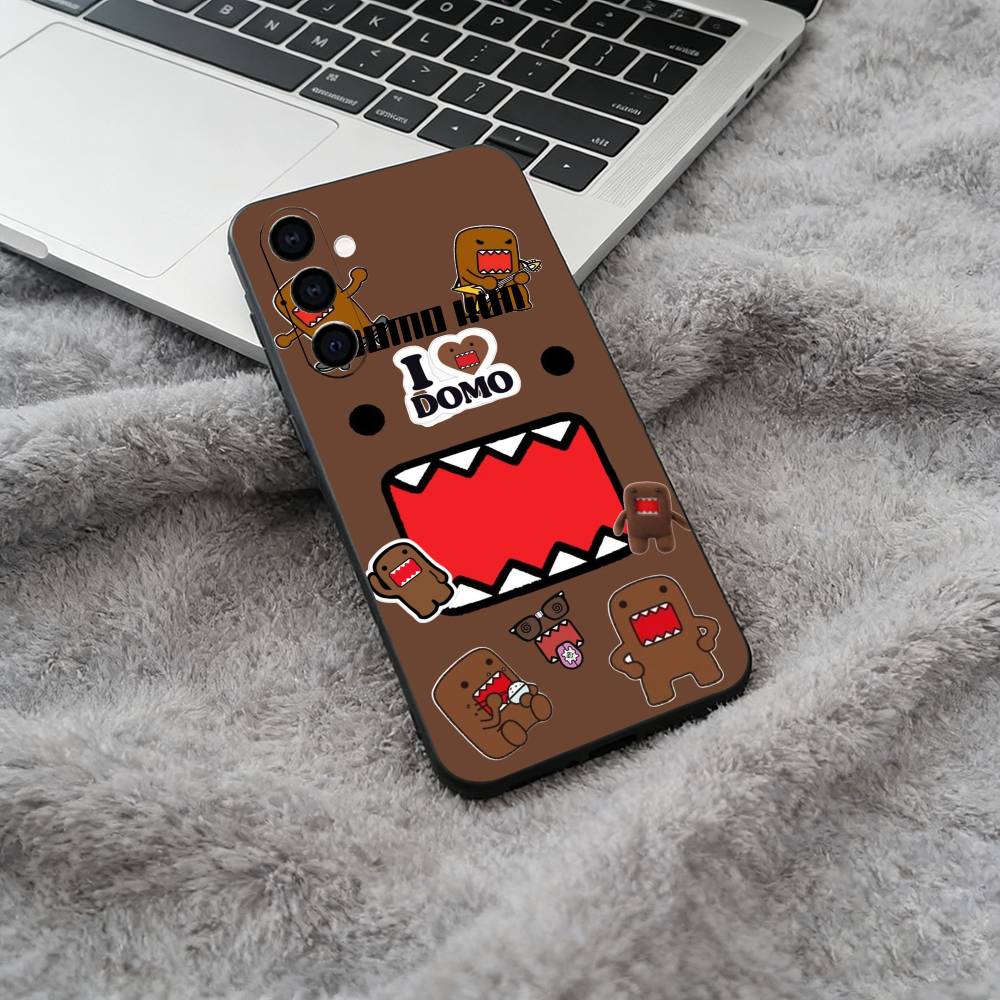 C-Cute Domo-kun Black Soft Silicone Phone Case for Samsung Galaxy A73, A71, A72, A70, A53, A52, A51