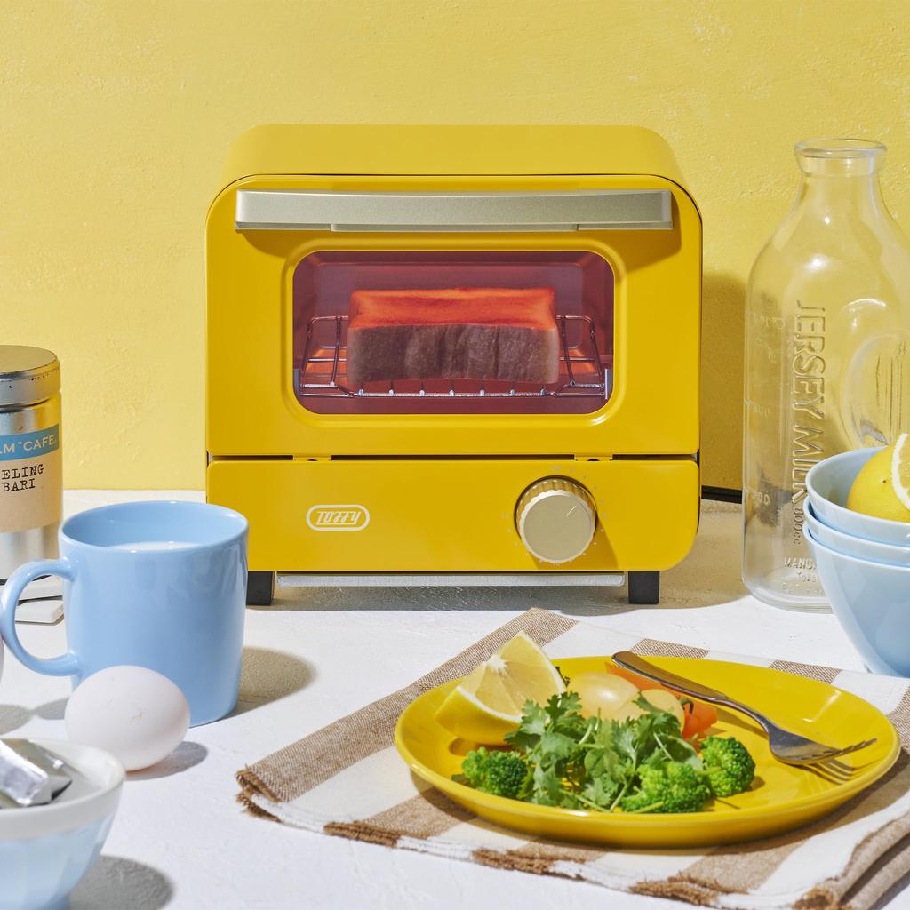 Toffy Mini Toaster Oven K-HTS1, Single Slice Capacity, Cute, Vivid Color, Stylish Appliance (Canary Yellow)