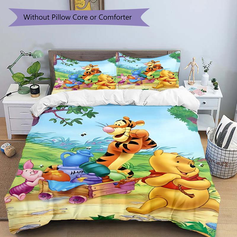 Winnie Pooh Friends Print 3Pcs Bedding Setduvet Cover With 2 Bedropillowcase Home Birthday Gift