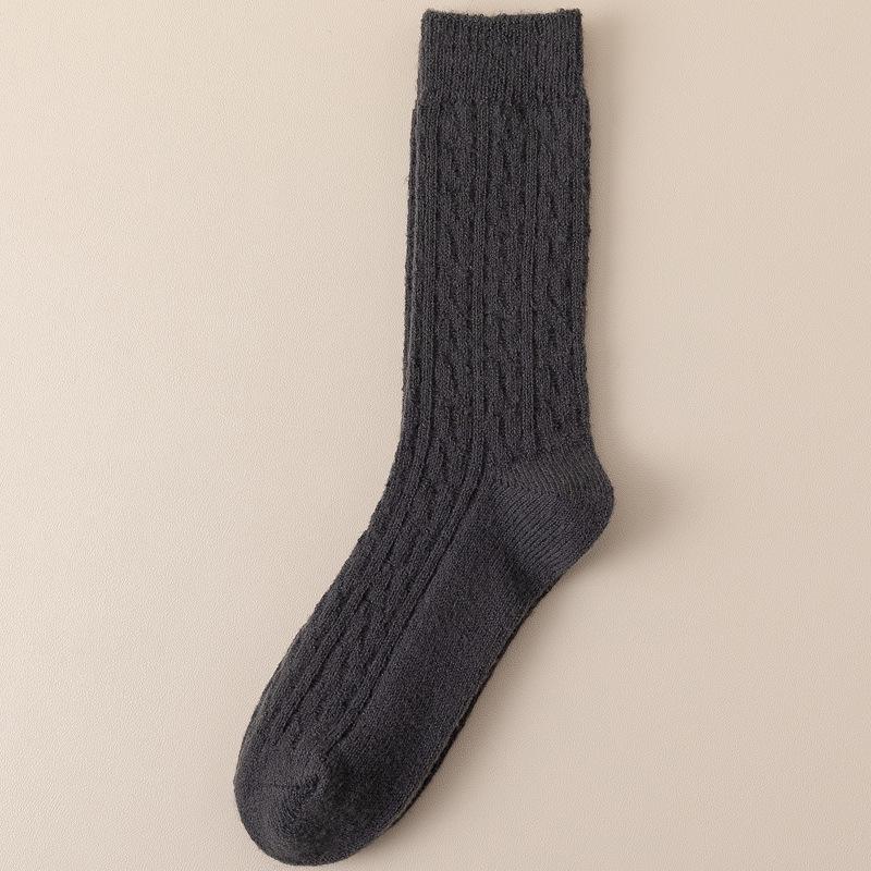 Women's Mid-Calf Slouchy Knit Socks - Imitation Wool, Japanese Style, Coffee Color, Trendy, Warm for Spring, Autumn & Winter.