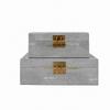 2 Pieces Leather Jewelry Box Decorative with Hinged Lid Textured
