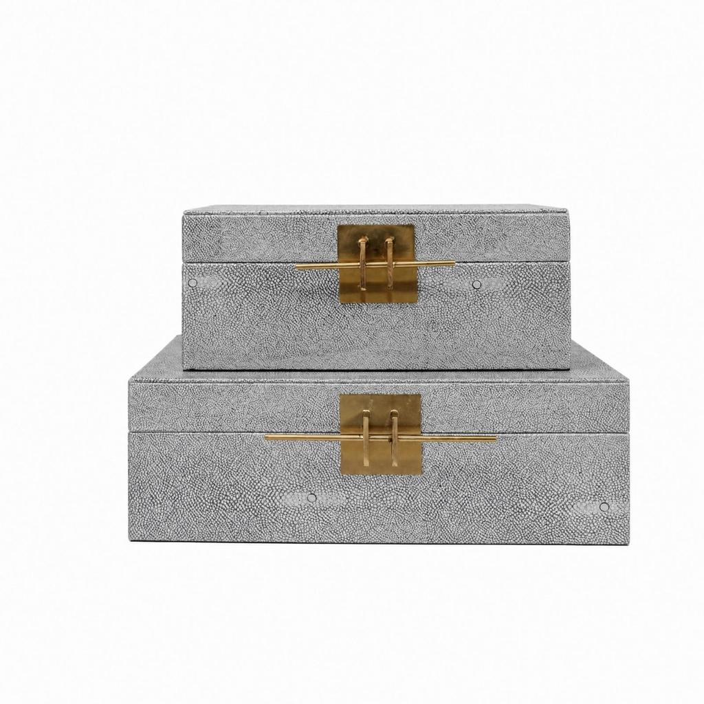 2 Pieces Leather Jewelry Box Decorative with Hinged Lid Textured
