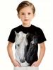 Children's Clothing Boys T-Shirt 3D Horse Print Short Sleeve Fashion Kids Summer Clothes Casual Child Girls Clothing O-Neck Tops
