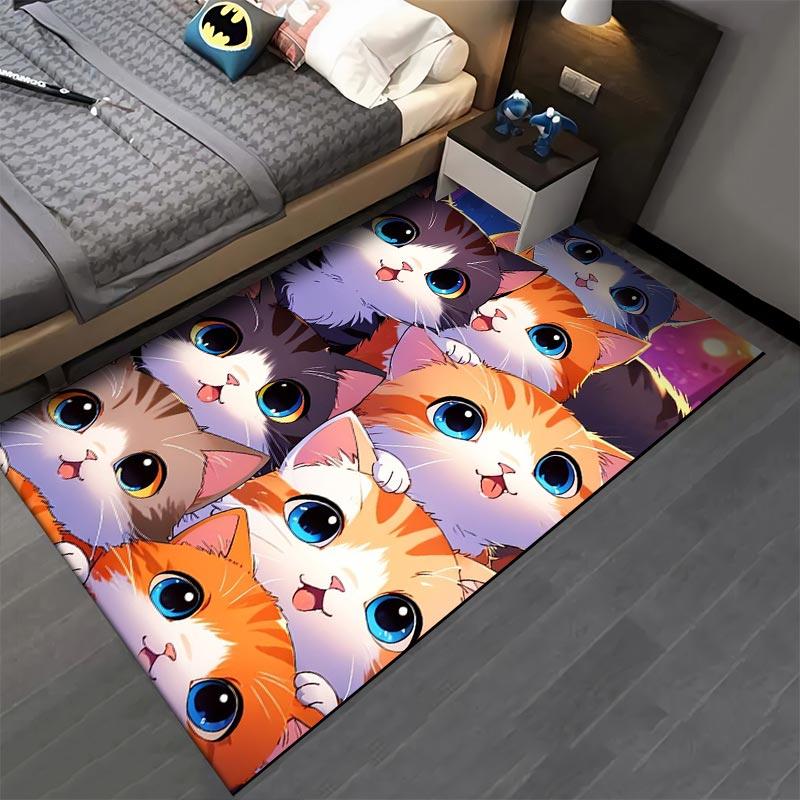 Cute Cartoon Cats Pattern Carpet for Living Room Home Decoration Suitable for Use As an Anti-slip for Living Room Bedroom Sofas