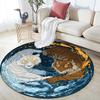 Two Tigers Pattern Round rug,Carpet Rug for Living Room Bedroom Sofa Playroom Decor,Non-slip Floor Mat,Holiday Gifts and Birthday Gifts.