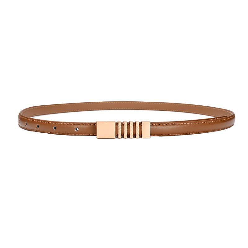 Small Belt Women's Jeans Belt Simple and Versatile Thin Belt Decorative Retro Gold Buckle Small Leather Belt Fashionable and Versatile