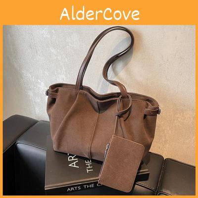 Minimalist Urban Style Pu Tote Bag Withsolid Color Suede Design For Work And Leisure
