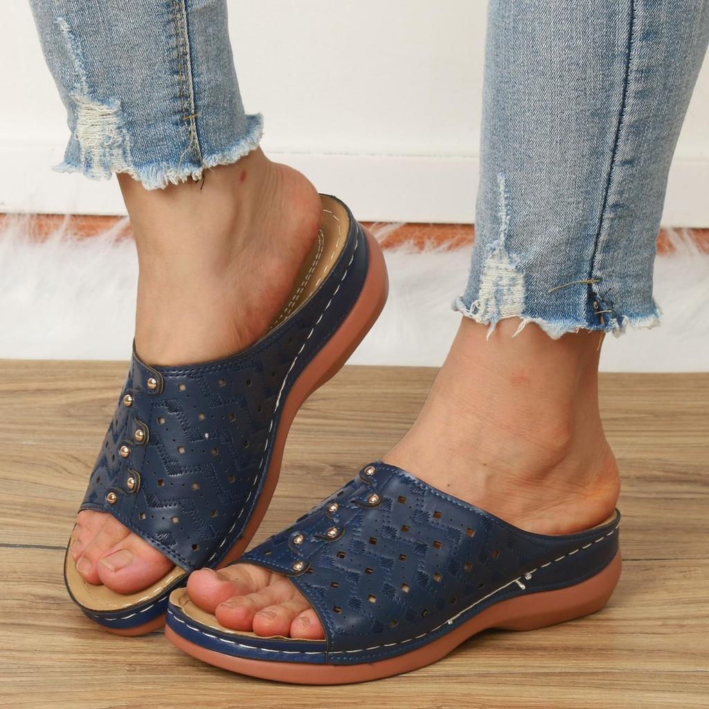 Breathable Hollow Woven Slide Sandals for Women Lightweight Slip On Casual Beach Shoes Comfortable Outdoor Flats
