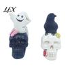 Artistic Home Ornament Gothic Halloween Skull Figurine, Spooky Ghost/Raven On Statue, Atmosphere Props Resin Tabletop for Desk, Mantel, Shelf