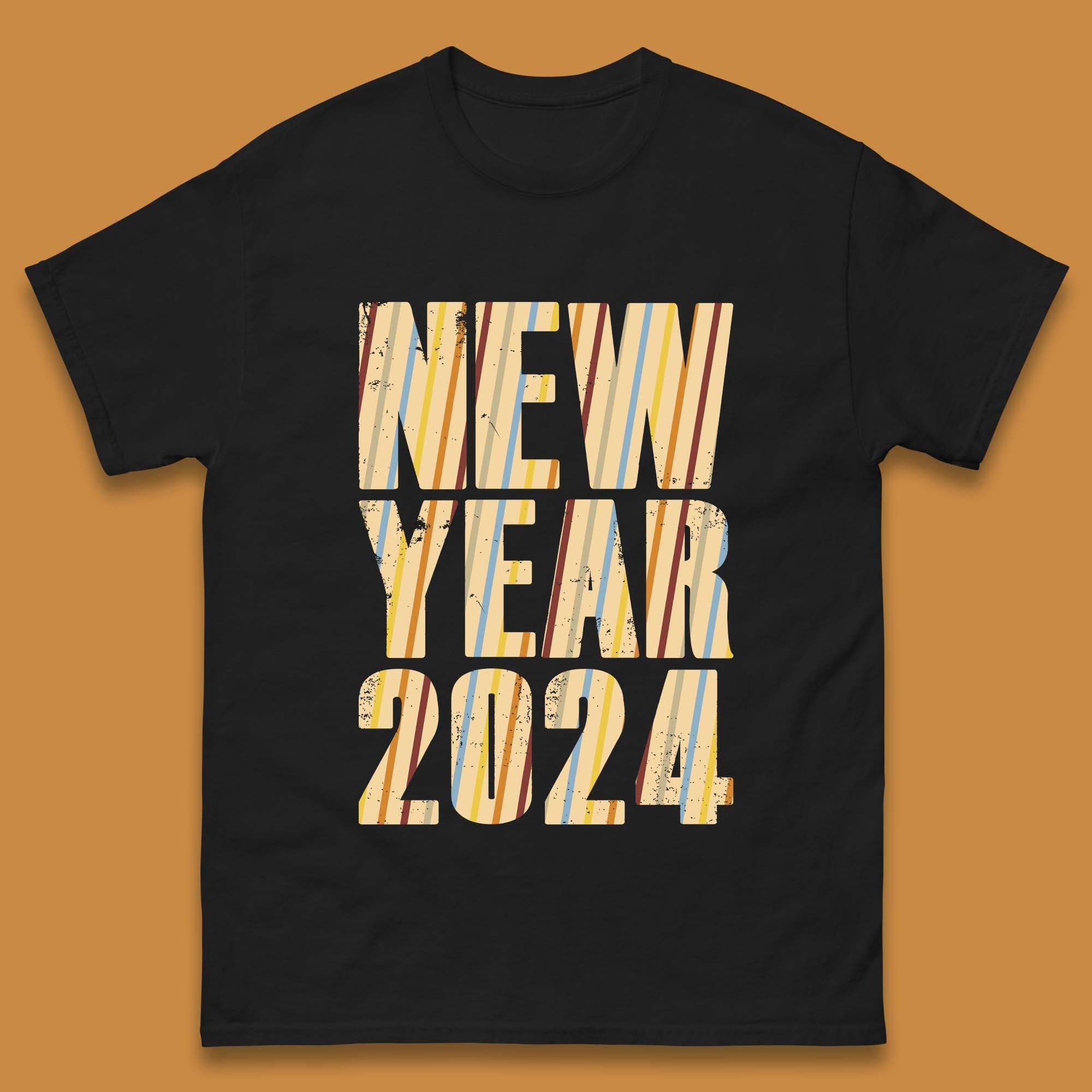 Retro Style New Year 2024 Mens T-Shirt Womens Tops Tees 2XL
