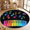 Music Color Piano Key Notes Print Round Area Rug,Cartoon Style Washable Circular Carpet Runner - Non Slip Circle Rug Carpet Mat