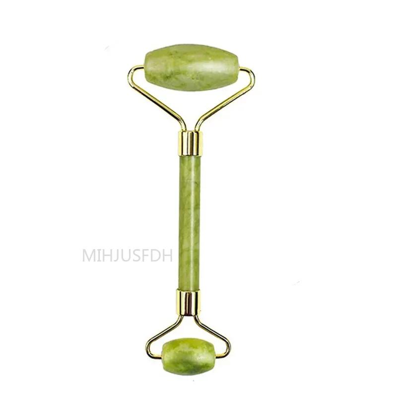 Natural Jade Roller Massager For Face Body Back Foot Massage Roller Facial Liftting Anti-Wrinkle Double-End Gua Sha Jade Stone