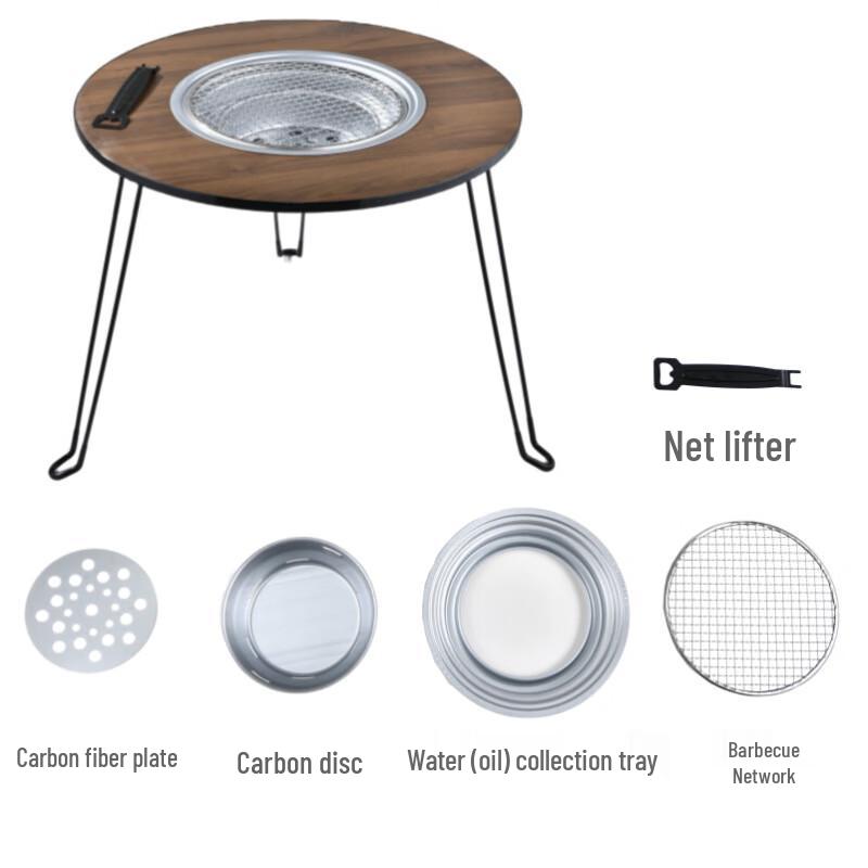 NuFeng Outdoor Foldable Round Fire Pit & BBQ Grill Table Standard