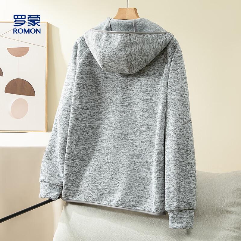 Romon Women's Heather Fabric Hooded Cardigan Jacket