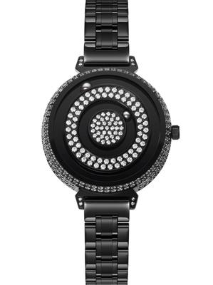 Magnetic Watch with Diamond Watch Quartz Watch Minimalism Casual Waterproof 36MM Black Dial Black Stainless Steel Band [EUTOUR] Women's