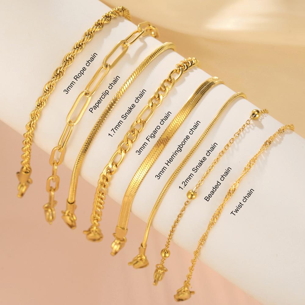 Figaro Beads Herringbone Chain Bracelet for Women Men Stainless Steel Wrist Jewelry Twist Box Rope Chains Waterproof Accessories