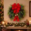 Bowknot Christmas Wreath Bell Hanging Wreath Decoration Artificial Berry Wreath  Mantelpiece Decor