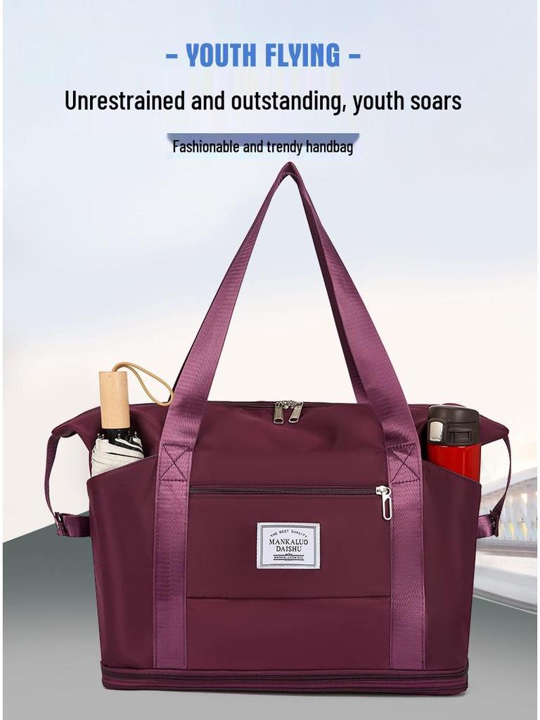 Large Capacity Multifunctional Trolley Handbag: Portable Travel, Business Trip & Maternity Storage Solution with Removable Wheels