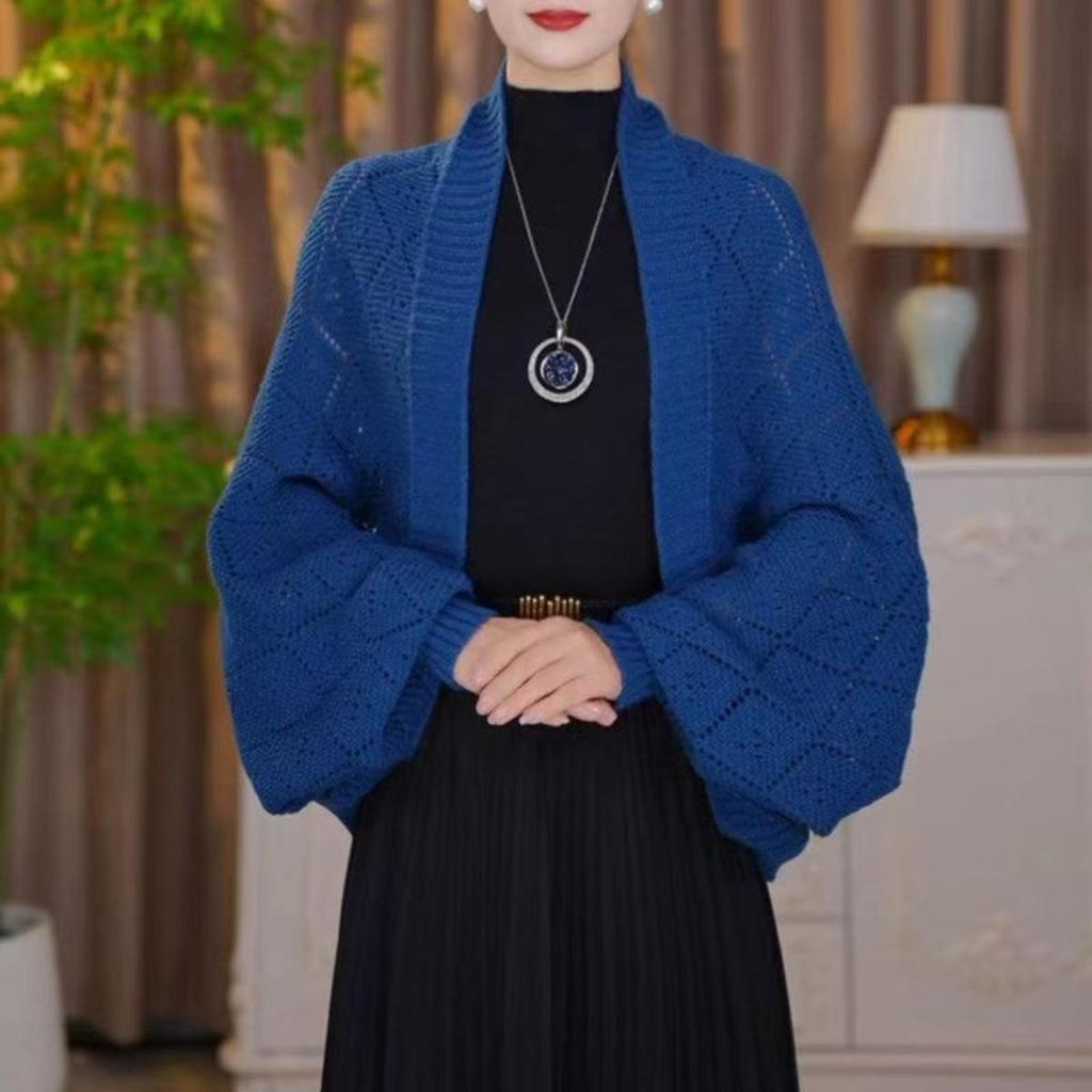 Autumn/Winter New Arrival: Knitted Close-Weave Check Shawl Warm, Versatile, Stylish & Elegant Cardigan Fashionable Outerwear