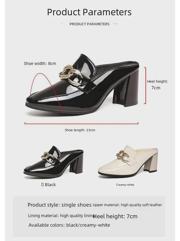 Women's Spring/Summer High-Heeled Closed-Toe Half-Slippers: European & American Style