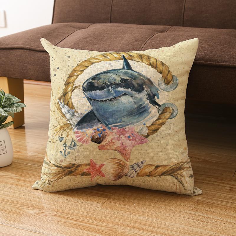 Home Marine Life Polyester Printed Pillow Case Combination Car Pillow Cushion Cover