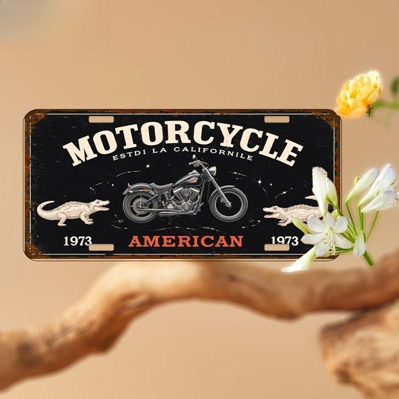 Motorcycle Souvenir License Plate, Metal Auto Wall Decor 15x30cm