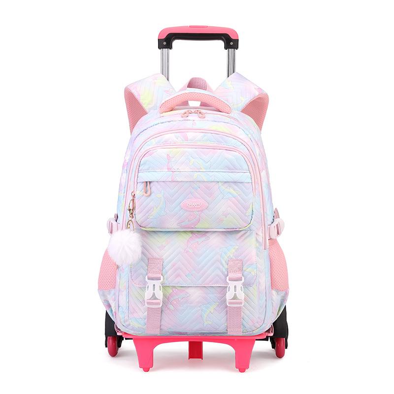 Zaino Scolastico con Ruote Zaino Trolley per Bambine Studentesse Zaino a Ruote Trolley Borsa Scolastica Trolley da Viaggio Bagaglio