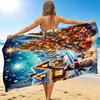 1Pc Christmas Night Wonderland Beach Towel, Quick Dry, Multi-Use for Beach Pool Gym Yoga Home Travel, Christmas, Halloween, Xmas Gift S397