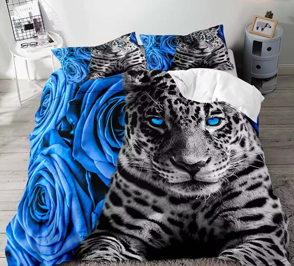 3-teiliges König und Königin Bettwäscheset, Afrikanische Safari Tier Schwarz Bettwäsche, Bettdeckenbezug, Schlafzimmerdekor für Paare Doppelgröße