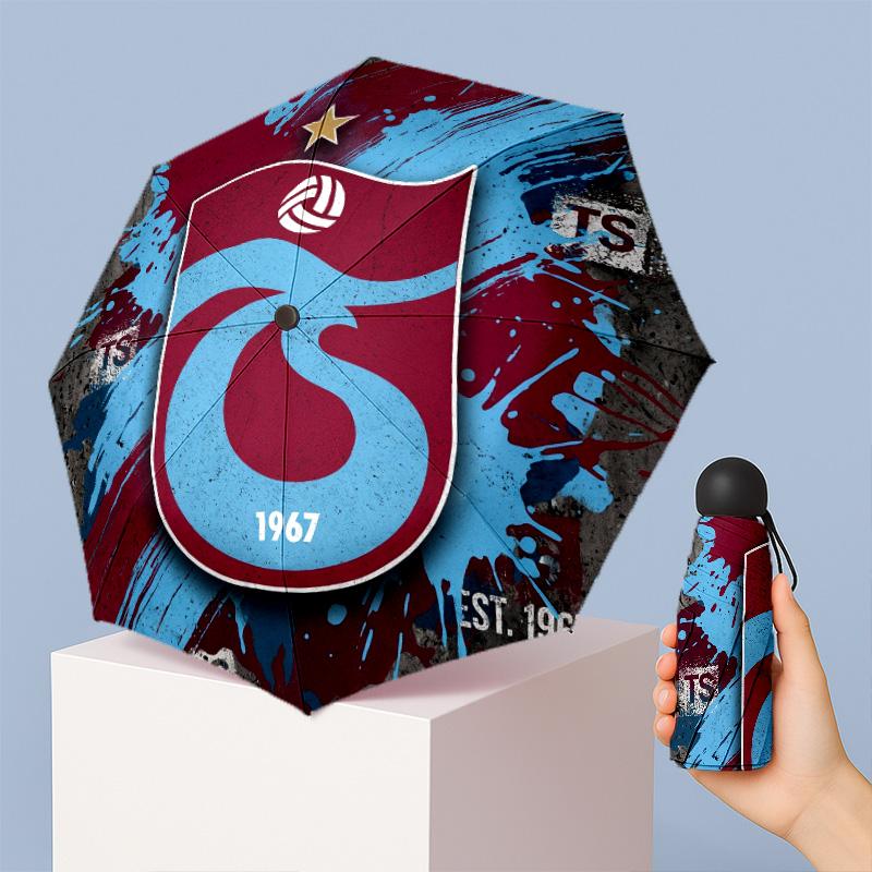 Trabzonspor FC Mini 5 Fold Pocket Umbrella Compact Lightweight Anti UV Rain Sun Protection Umbrella Portable Travel Umbrella