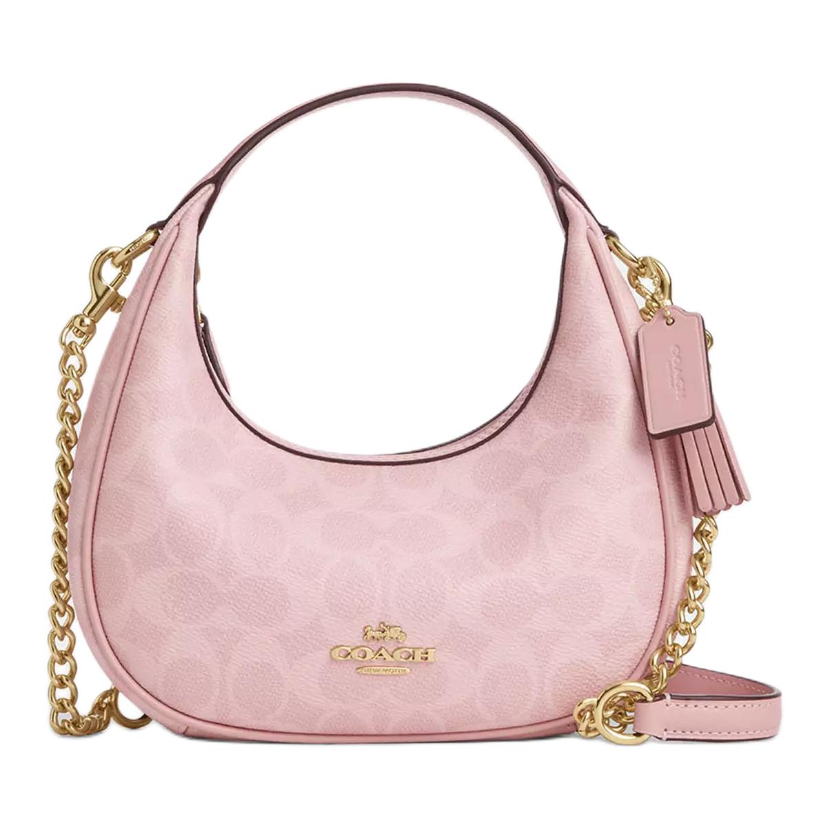 Coach Women's Pink Carmen 20 Metal Hardware Detachable Shoulder Strap Canvas And Leather Small Crossbody Handbag Handbag Cam83-Impo