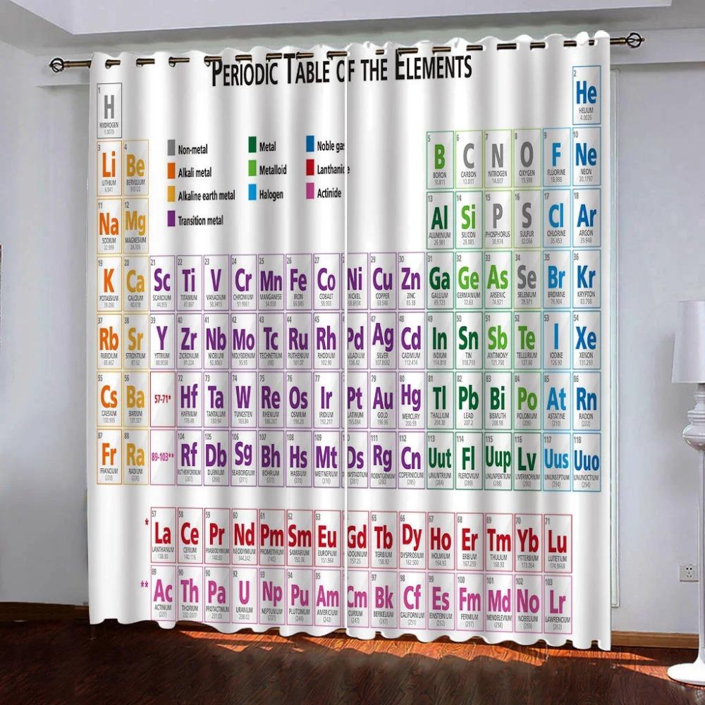 Periodic Table of Elements Colorful Window Curtains In Kids Bedroom Living Room Hall Treatments Kitchen Decoration Drapes Blinds