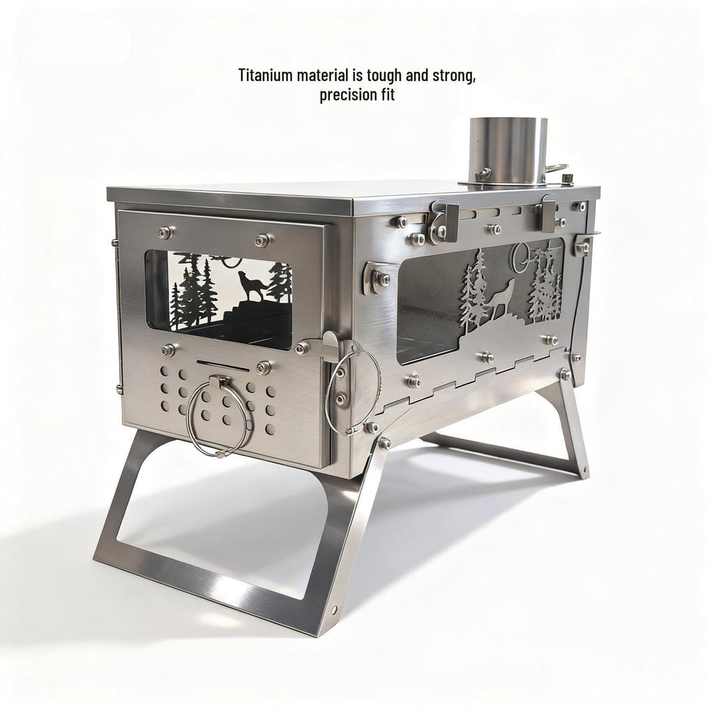 Portable Outdoor Folding Titanium Wood Tent Stove for Camping